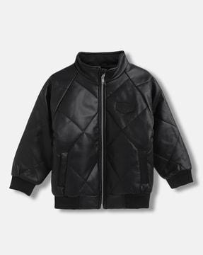 quilted zip-front bomber jacket