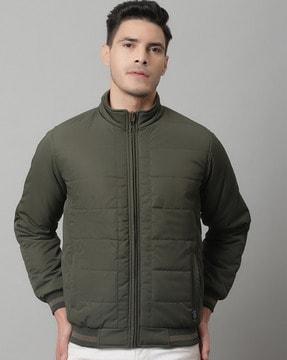 quilted zip-front bomber jacket