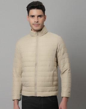 quilted zip-front bomber jacket