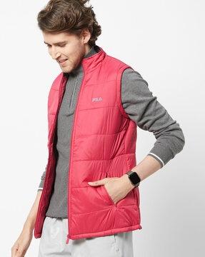 quilted zip-front gillet with insert pockets