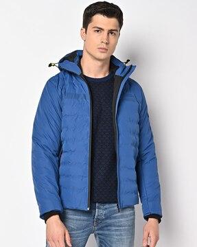 quilted zip-front hooded jacket