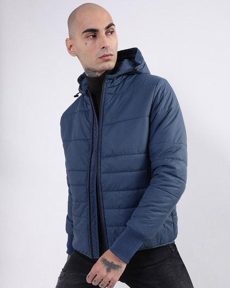 quilted zip-front hooded jacket