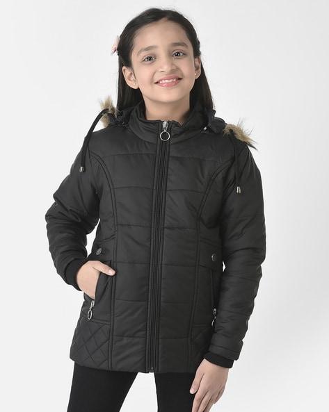 quilted zip-front hooded jacket