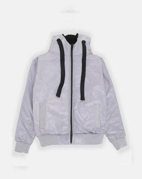 quilted zip-front hoodie