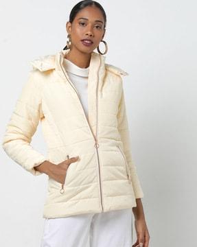 quilted zip-front hoodie