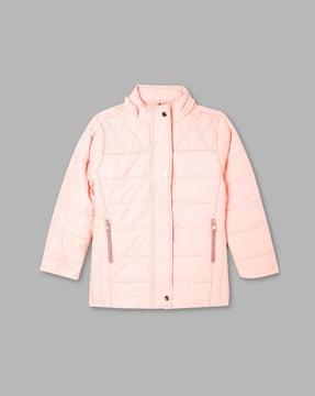 quilted zip-front jacket with detachable hood
