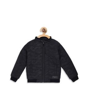 quilted zip-front jacket with insert pockets