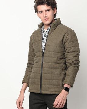 quilted zip-front jacket