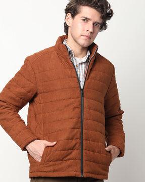 quilted zip-front jacket