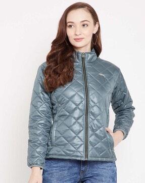 quilted zip-front jacket