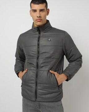 quilted zip-front jacket