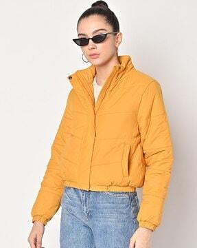 quilted zip-front jacket