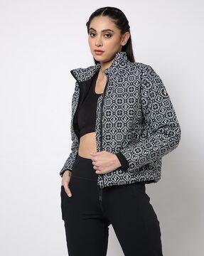 quilted zip-front jacket