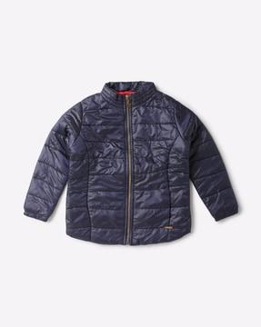 quilted zip-front jacket