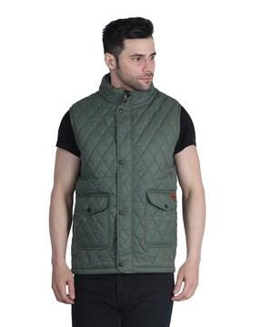 quilted zip front jacket