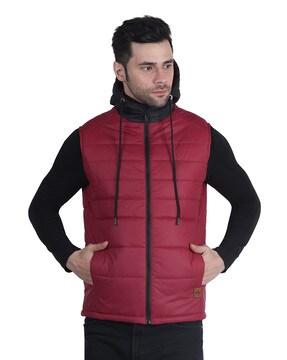 quilted zip front jacket