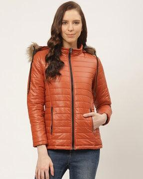 quilted zip-front jacket