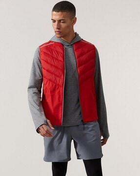 quilted zip-front running gilet with stormwear