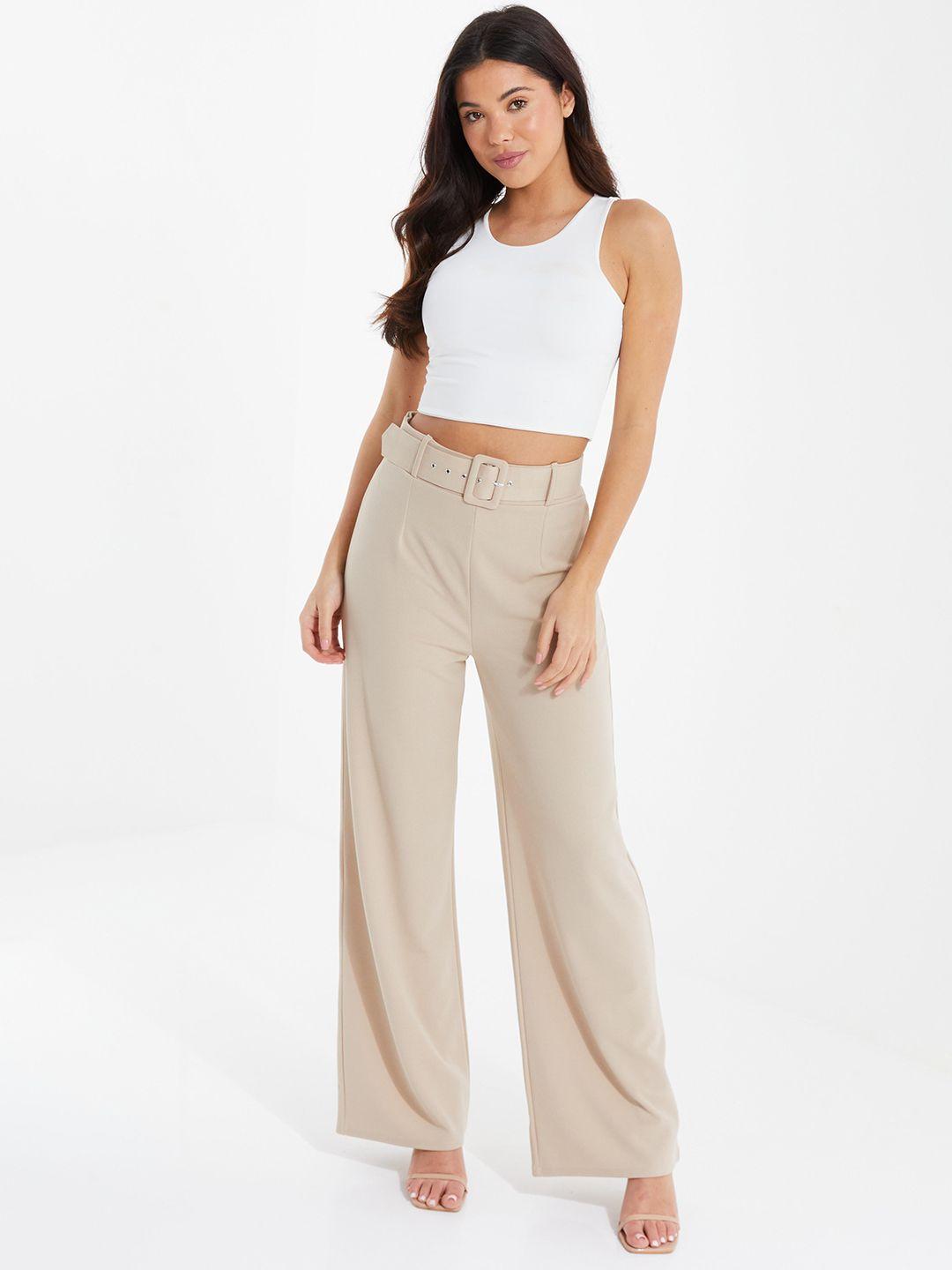 quiz women high-rise relaxed flared trousers