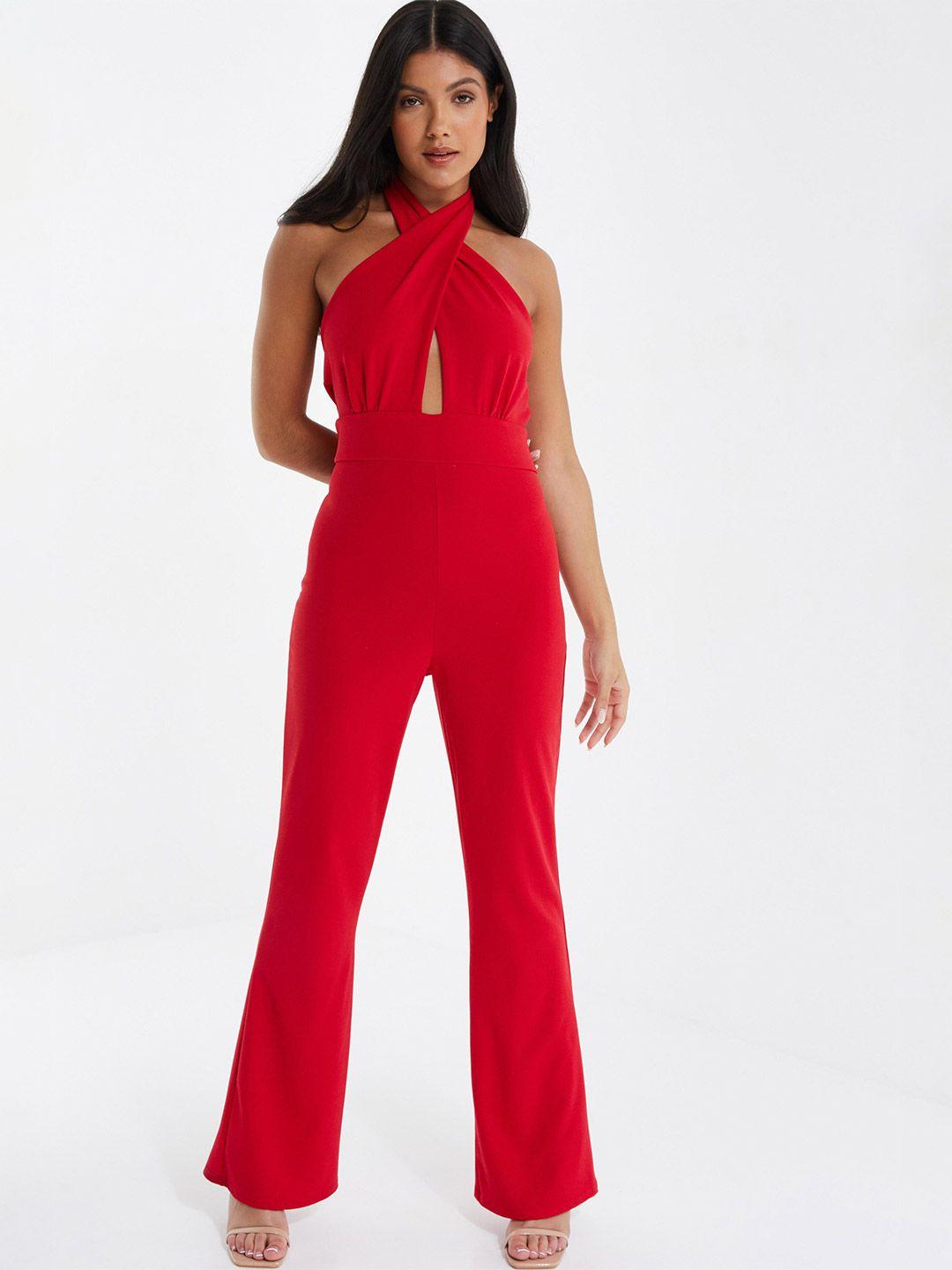 quiz halter neck sleeveless basic jumpsuit