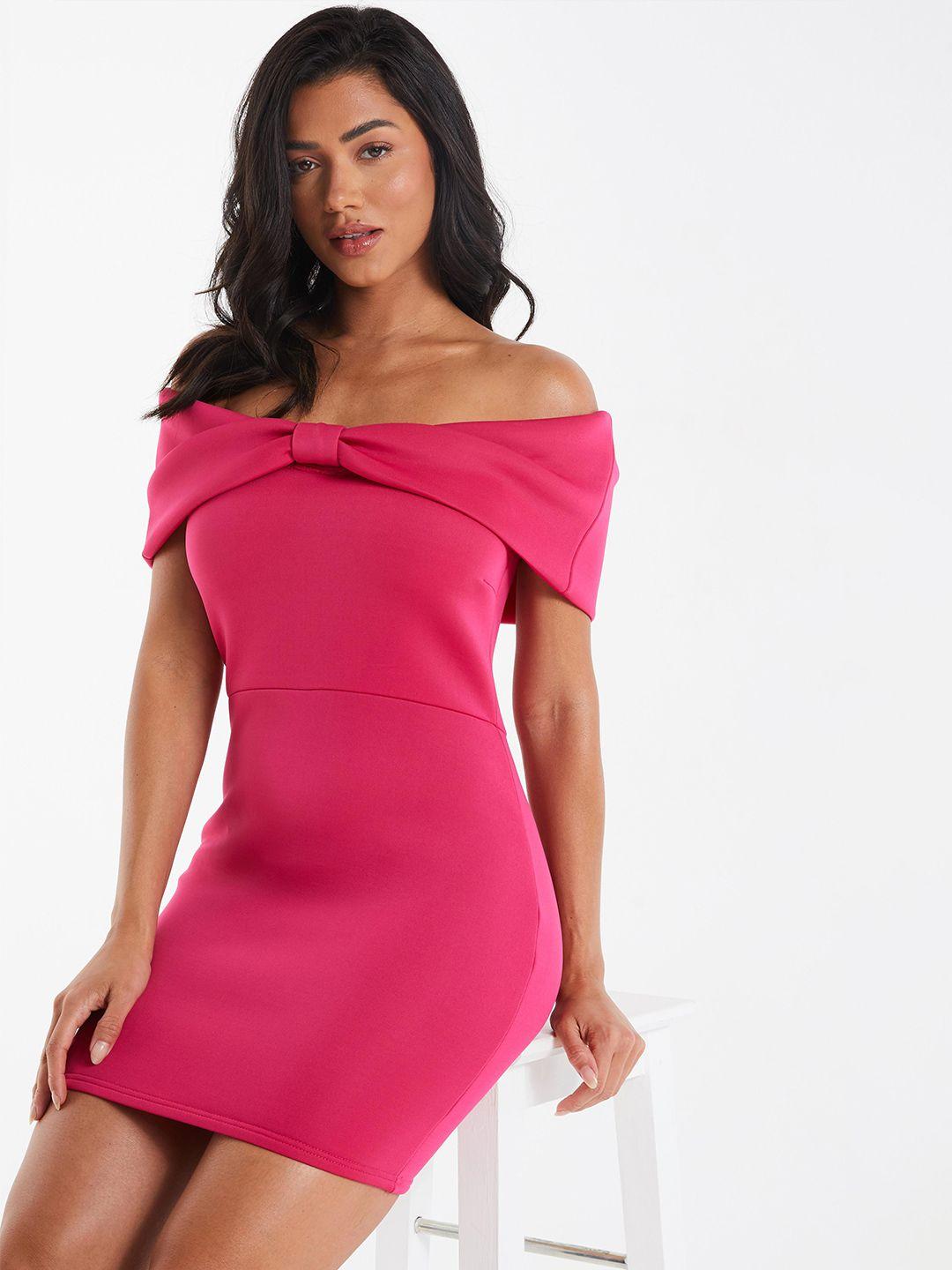 quiz off-shoulder mini bodycon dress