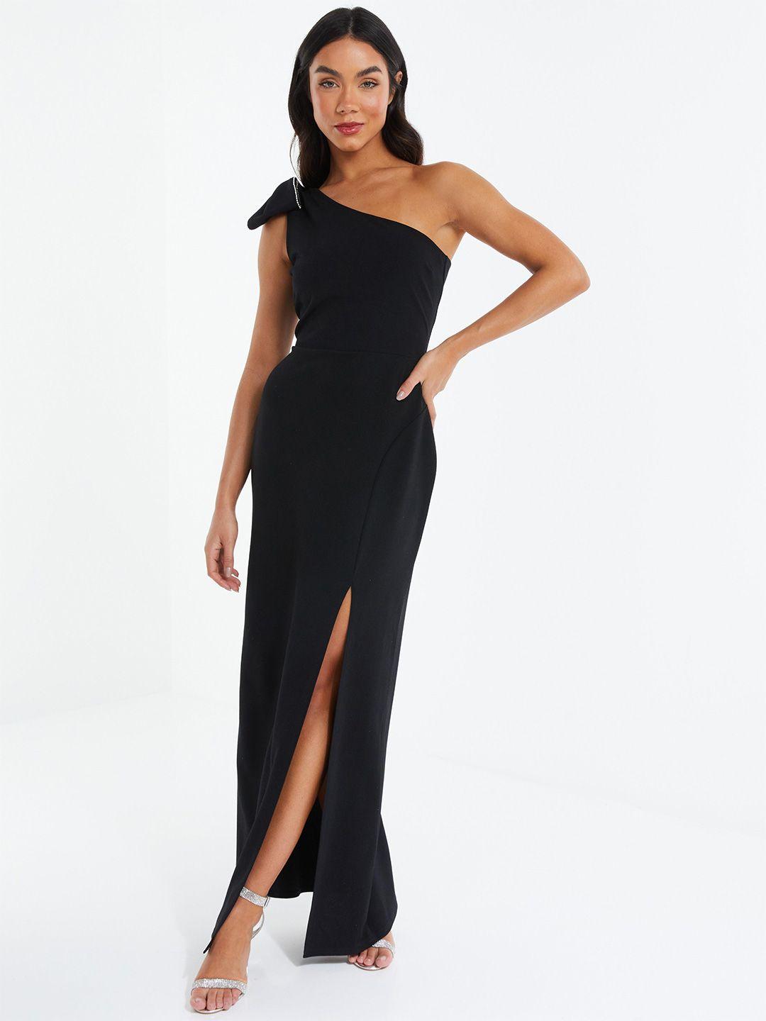 quiz one shoulder bow detail maxi dress