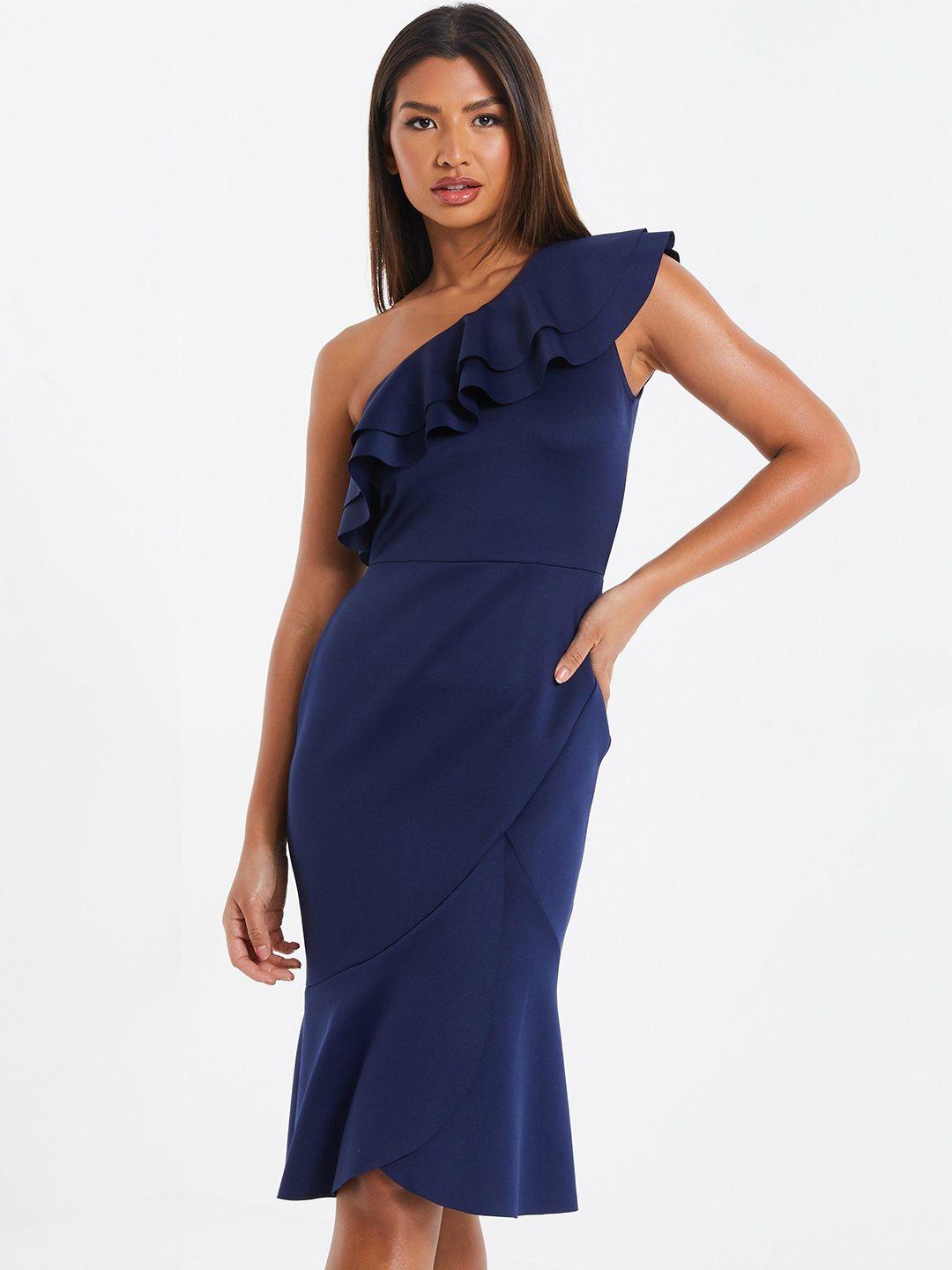 quiz one shoulder ruffles sheath dress