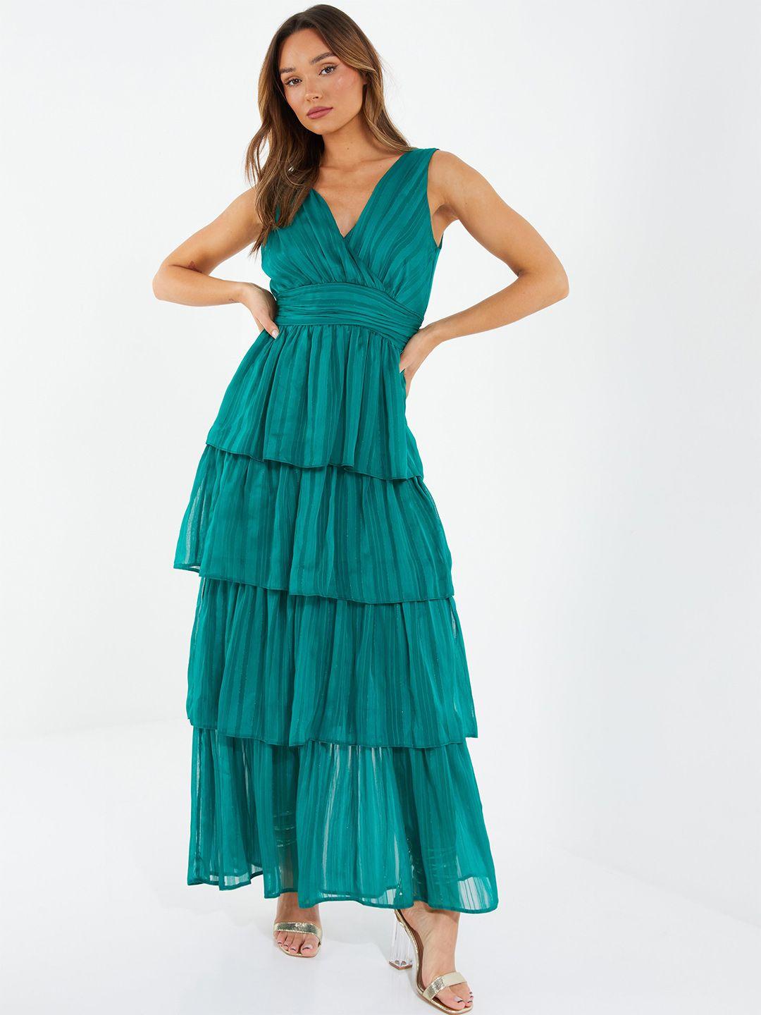 quiz v-neck layered maxi dress