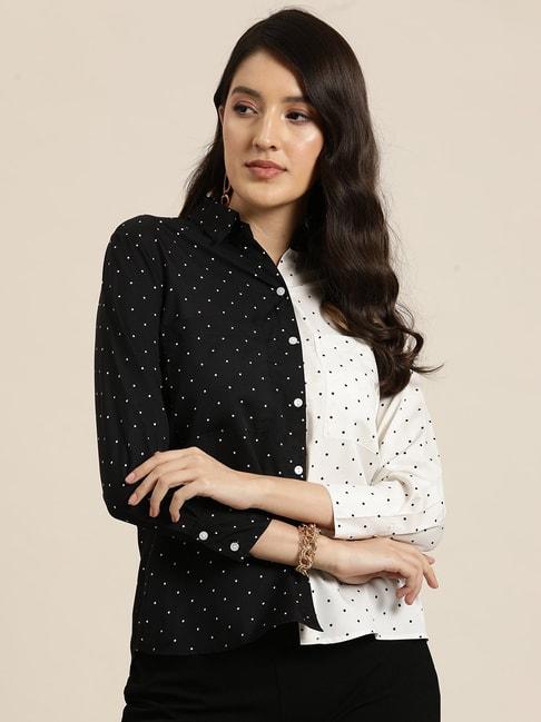 qurvii black & white polka dot print shirt