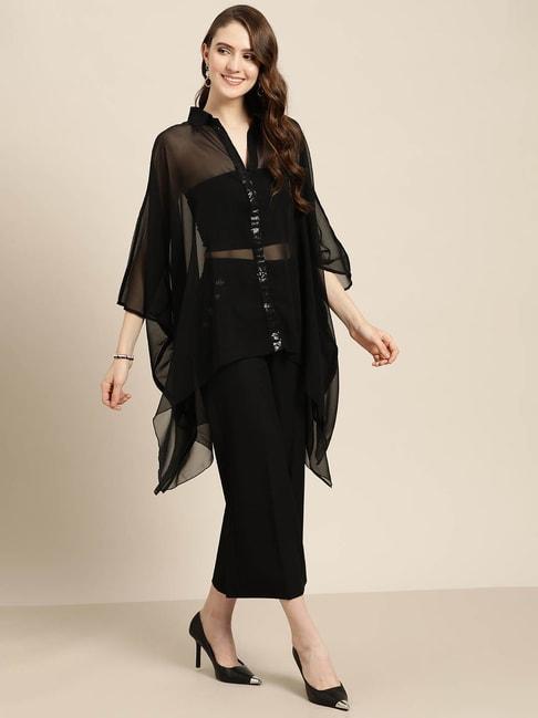 qurvii black embellished kaftan shirt
