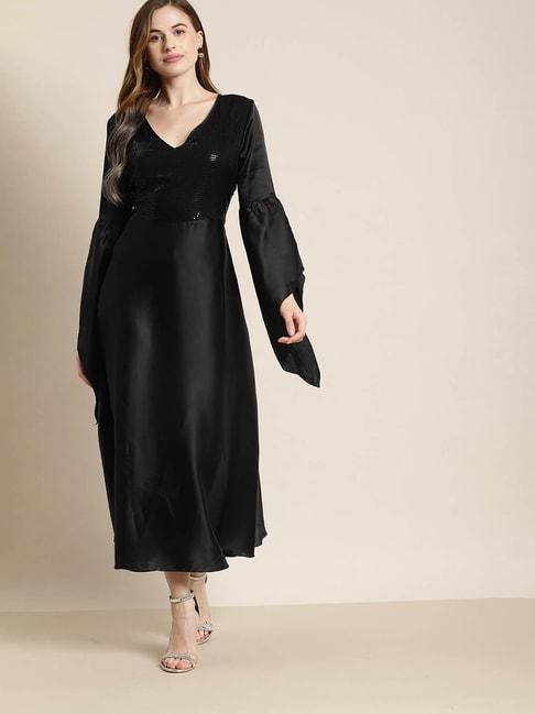 qurvii black embellished maxi dress