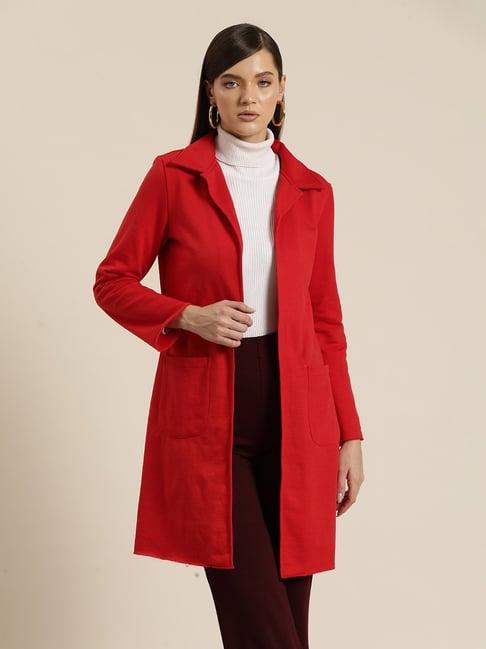 qurvii red fleece coat