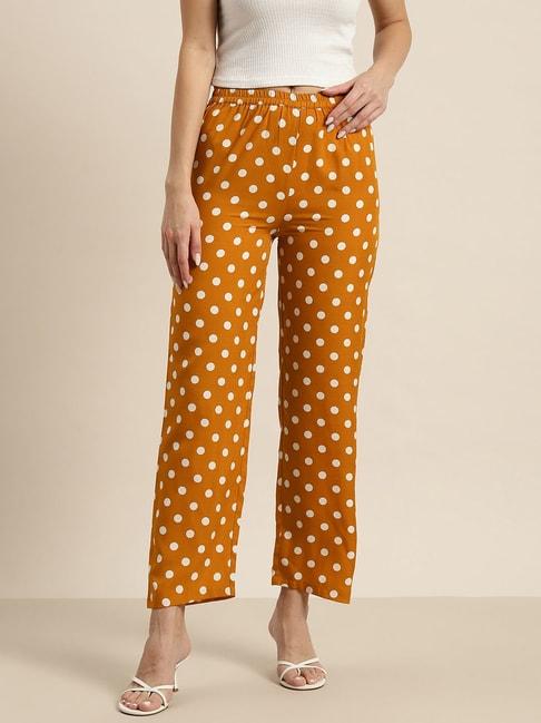qurvii rust printed trousers