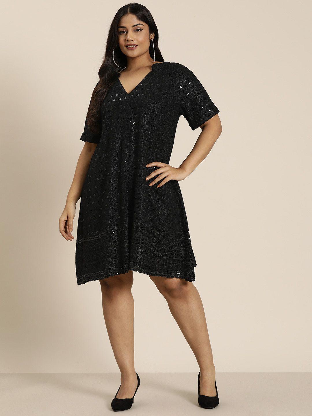 qurvii+ plus size embellished embroidered a-line dress