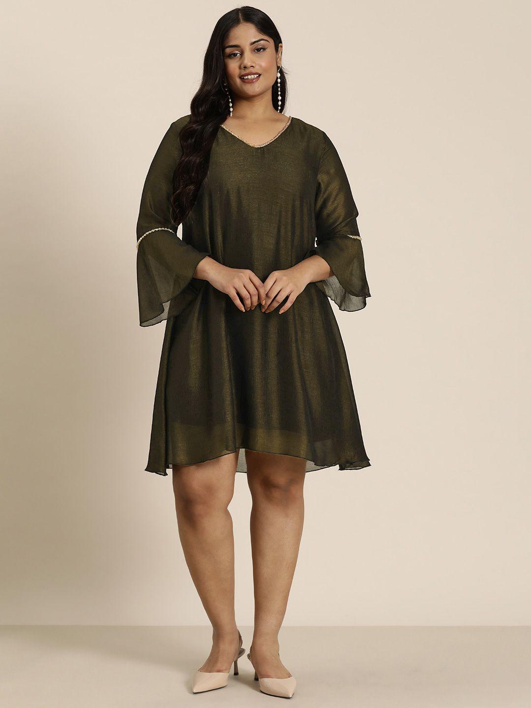 qurvii+ plus size bell sleeves a-line dress