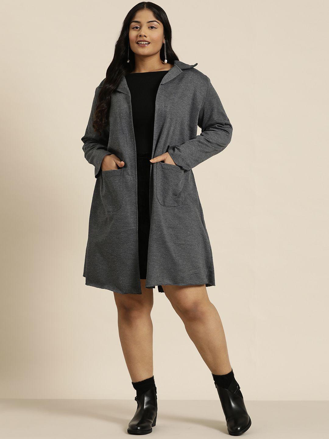 qurvii+ plus size front-open overcoat