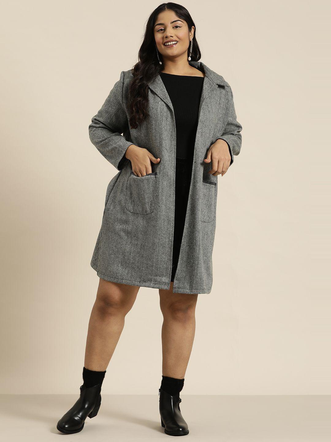 qurvii+ plus size front-open overcoat