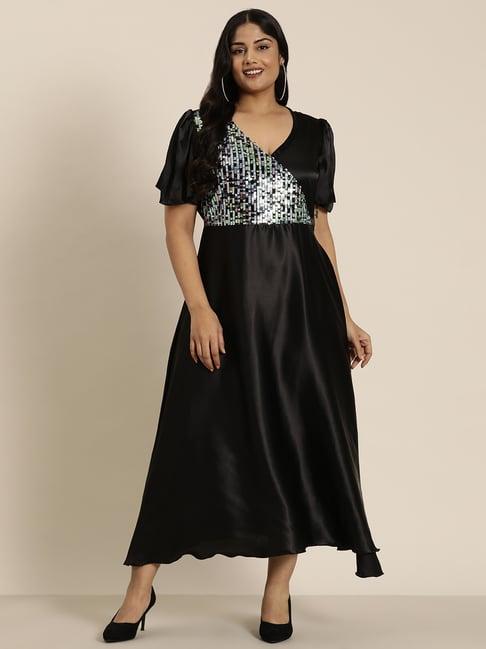 qurvii + black embellished maxi dress