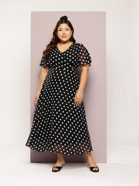 qurvii + black polka dot midi dress