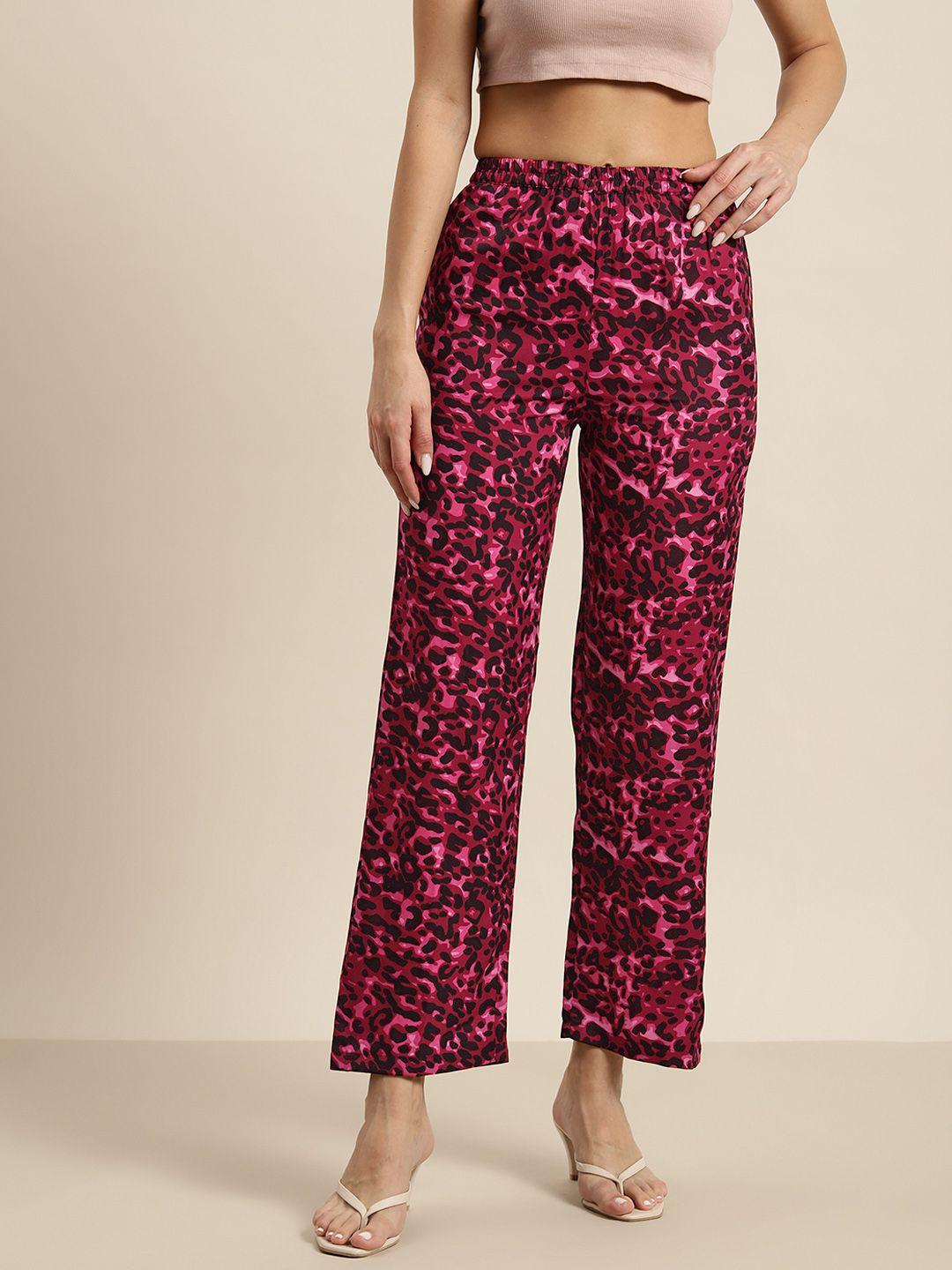 qurvii animal printed comfort high-rise easy wash trousers