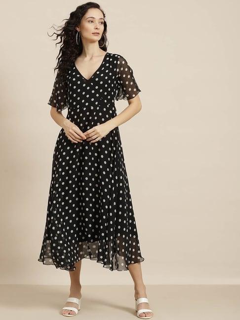 qurvii black & white polka dot maxi dress