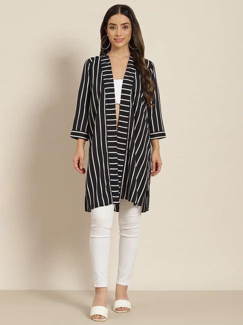 qurvii black & white striped shrug