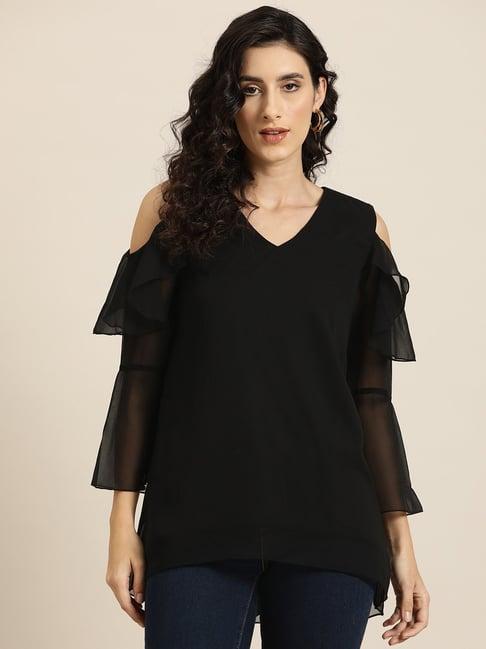 qurvii black regular fit top