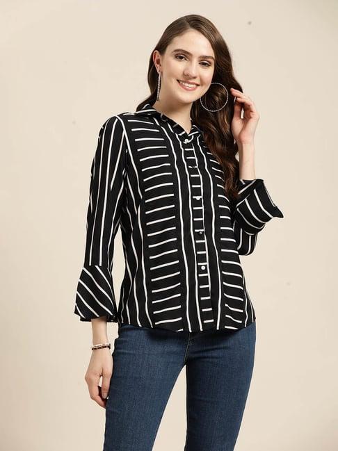 qurvii black striped shirt