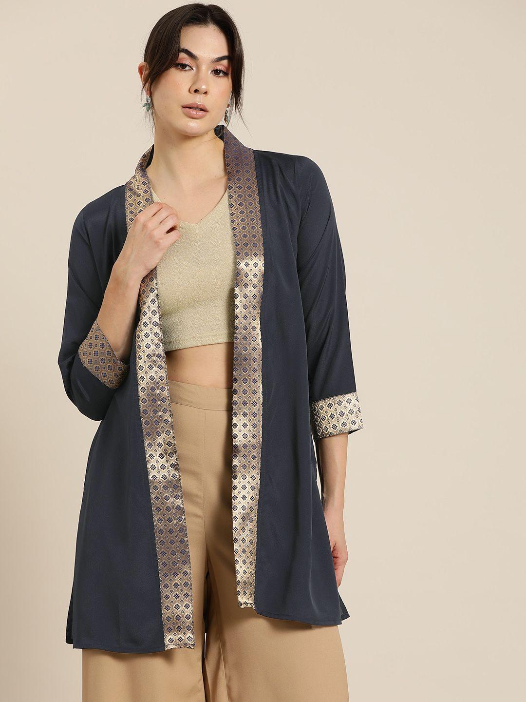 qurvii desi brocade ethnic longline shrug