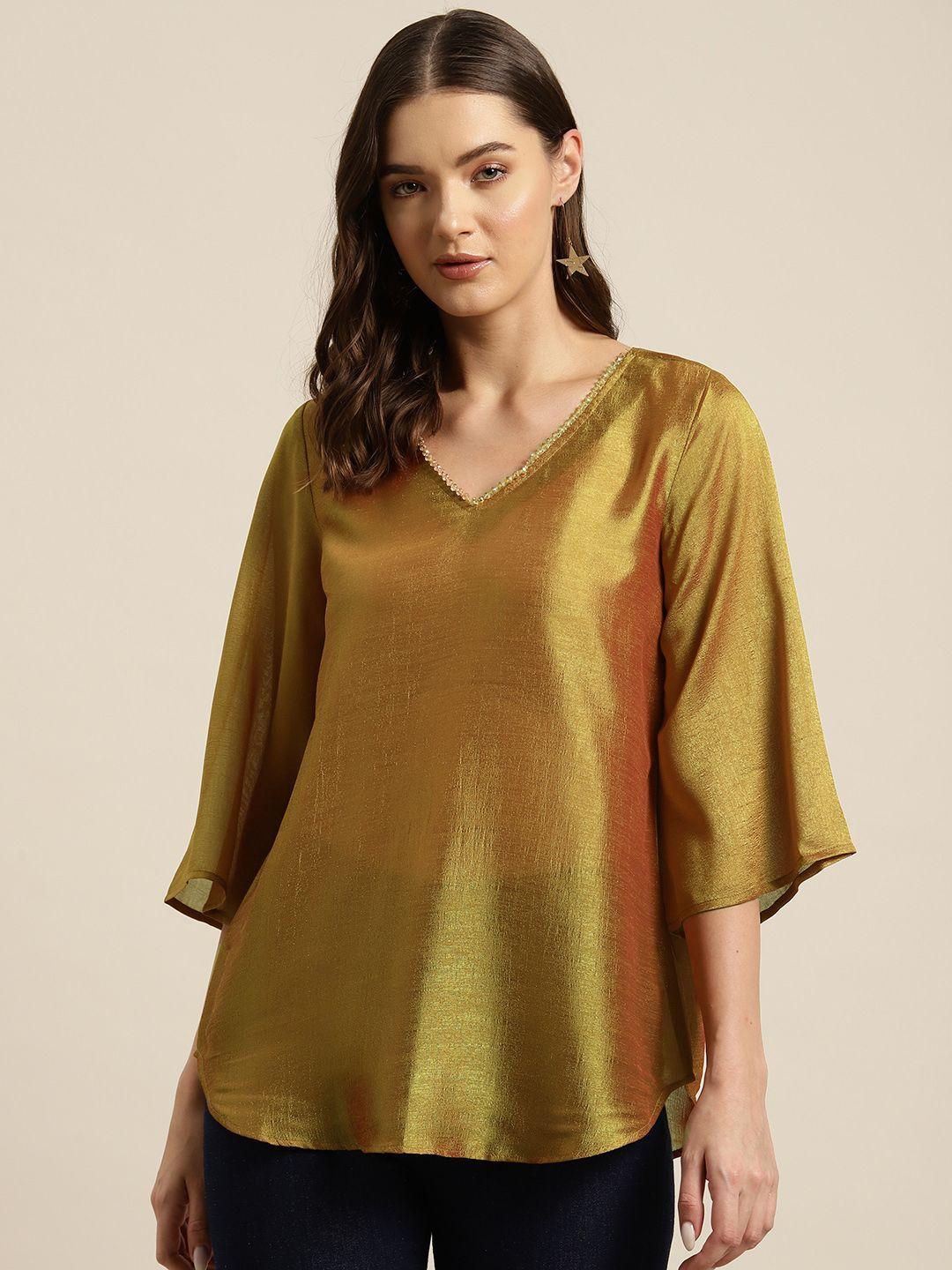 qurvii flared sleeves longline top