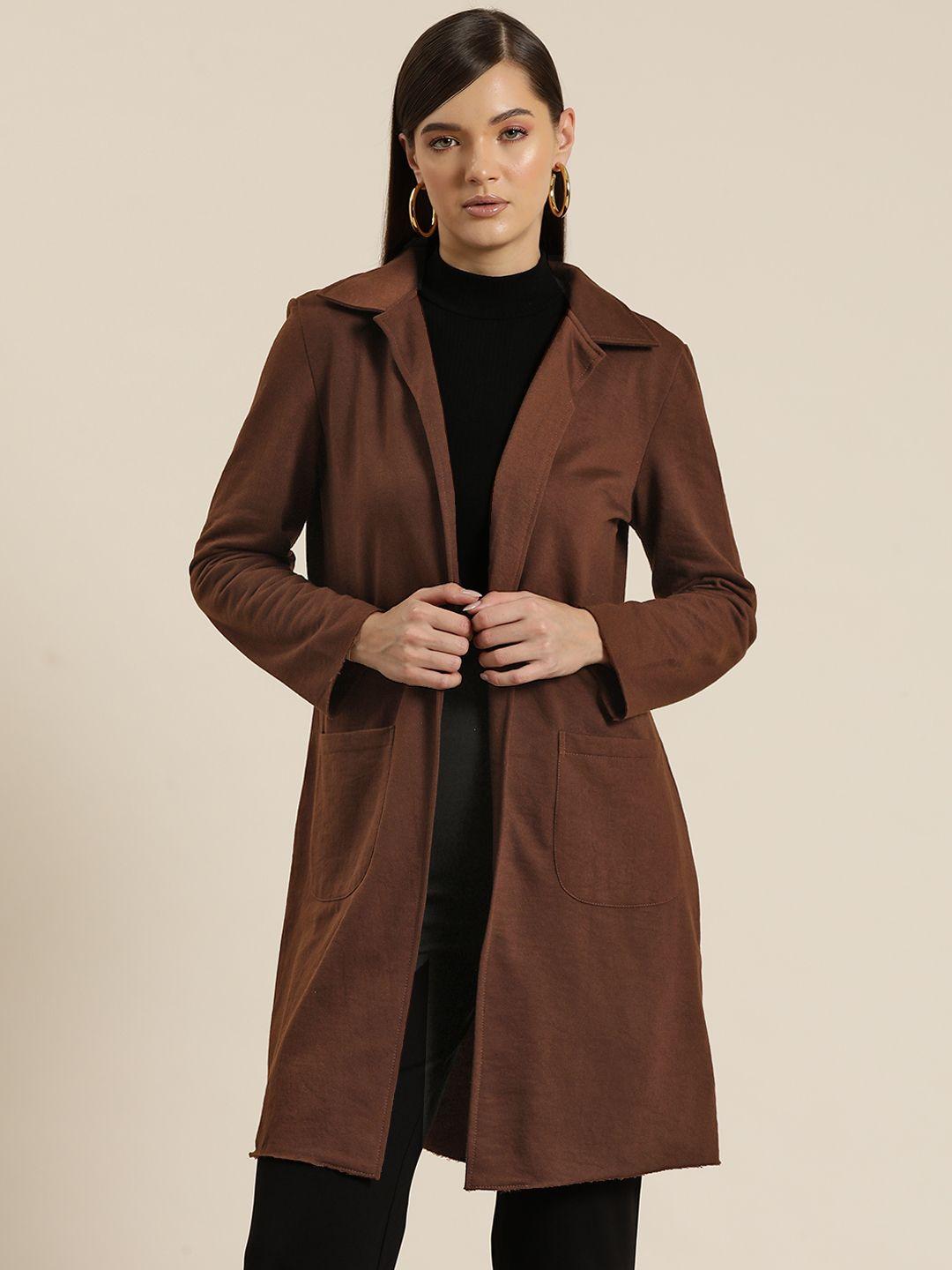 qurvii fleece open front longline overcoat