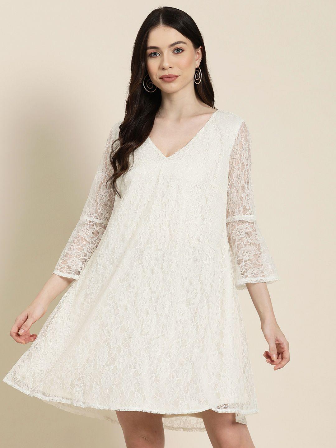 qurvii floral net a-line dress