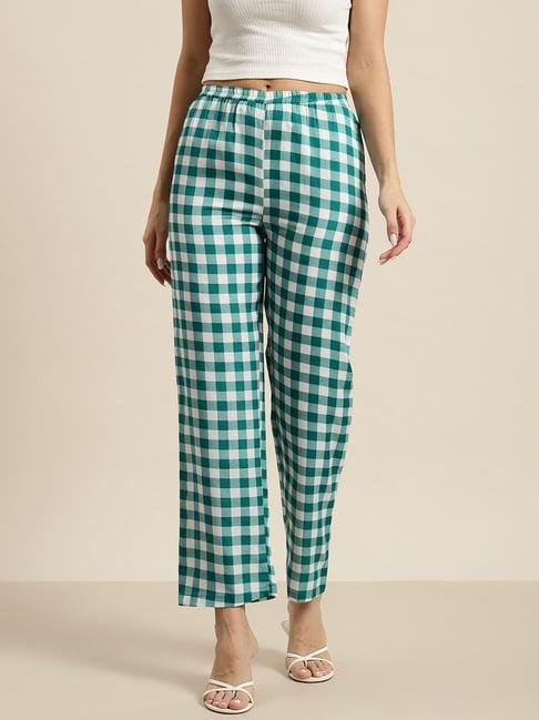 qurvii green check trousers