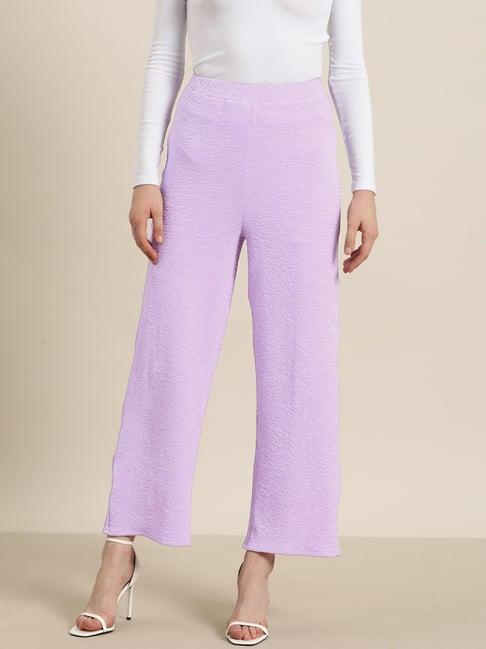 qurvii lavender regular fit mid rise pants